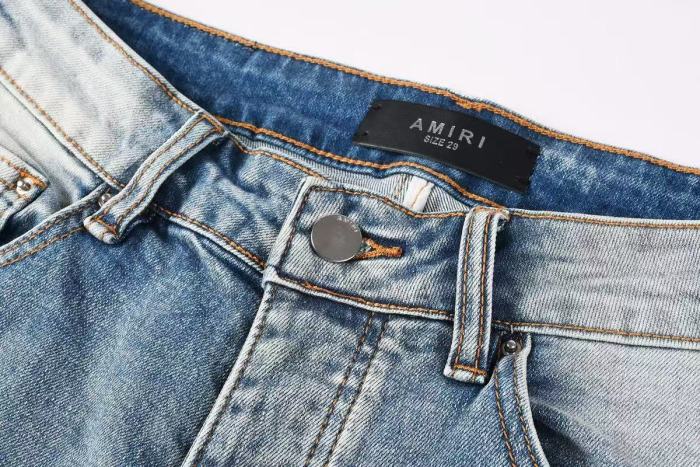 Amiri 1:1 quality version Gradient Light Washed Knee Ripped White Bone Patch Splicing Slim Skinny Jeans 29407928