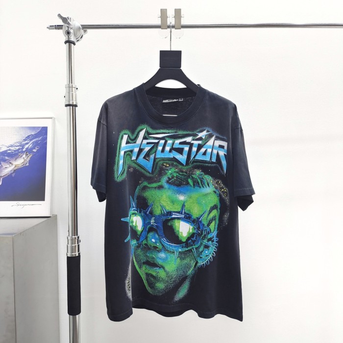 [50% Off]Hellstar Studio [Big & Tall for weights up to 260 lbs]1:1 quality version Green Intergalactic Man Tee 25885194