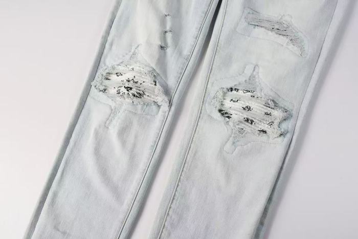 Amiri 1:1 quality version Ripped Paisley Patch Patchwork Frayed Destroyed Washed Slim Skinny Jeans 29407914