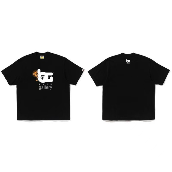 A Bathing Ape Chest Cartoon Character Curved Letter Print Solid Color Minimalist Tee 7 colors 29407606