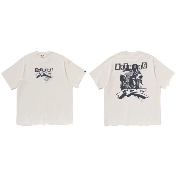 A Bathing Ape Block Spliced Letter Small Ape Print Solid Color Tee 3 colors 29407642