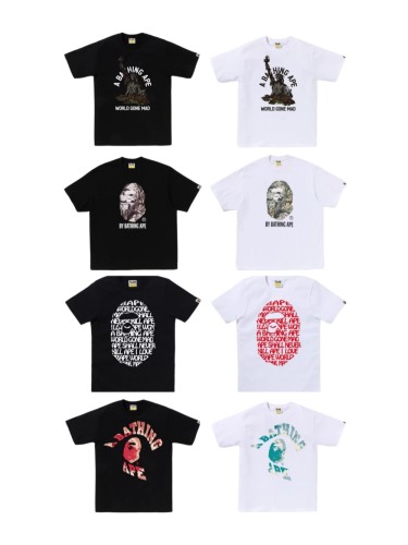 A Bathing Ape Statue Figure Ape Head Circular Letter Print Solid Color Minimalist Tee 8 colors 29407618
