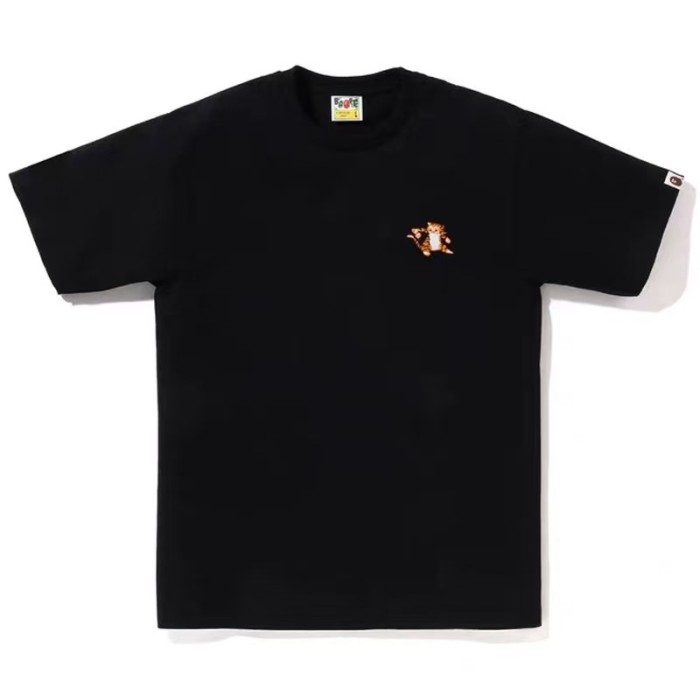 A Bathing Ape Chest Small Tiger Graphic Print Cuff Mini Tag Solid Color Minimalist Tee 4 colors 29407549