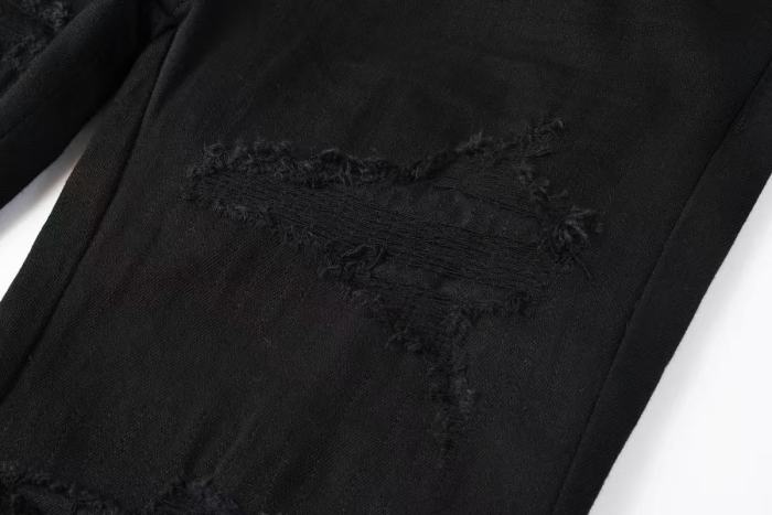 Amiri 1:1 quality version Side Seam Letter Patch Embroidery Ripped Distressed Craft Slim Skinny Fit Jeans 29407901