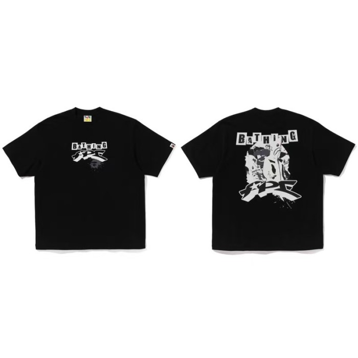 A Bathing Ape Block Spliced Letter Small Ape Print Solid Color Tee 3 colors 29407642