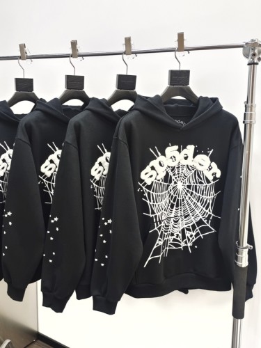 [50% Off]Sp5der 1:1 quality version White Stars Spiderweb Foam Letter Print Hoodie & Pants Set 25919003