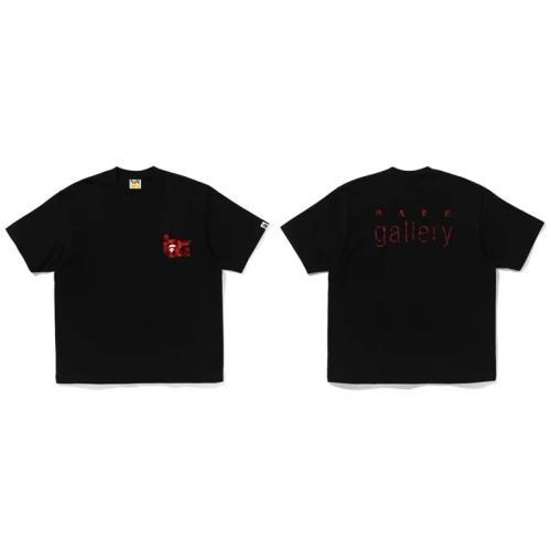 A Bathing Ape Chest Cartoon Character Curved Letter Print Solid Color Minimalist Tee 7 colors 29407606