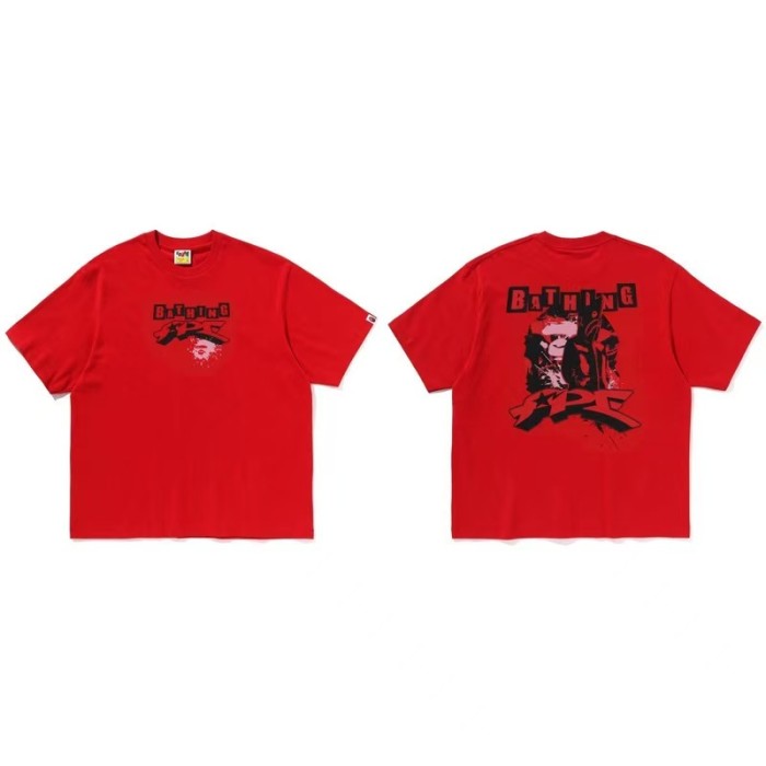 A Bathing Ape Block Spliced Letter Small Ape Print Solid Color Tee 3 colors 29407642