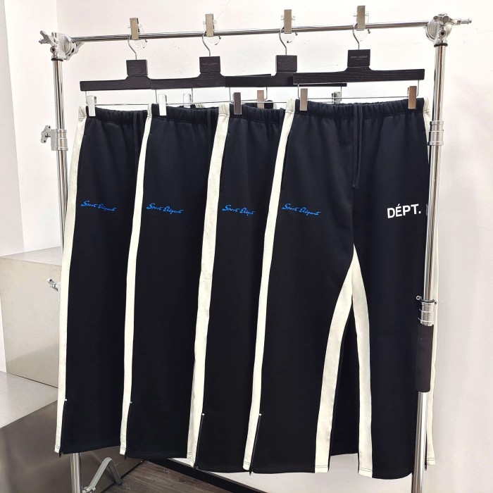 [Big & Tall for weights up to 260 lbs] 1:1 quality version Side White Stripe Letter Zip Drawstring Loose Casual Straight‑Leg Pants 29409159