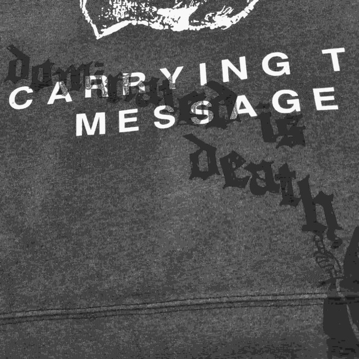Paly Hollywood [Big & Tall for weights up to 220 lbs]1:1 quality version Reaper‑Graffiti‑Print Hand‑Slogan Washed Raw‑Edge Cropped Zip‑Up Hoodie 29409226