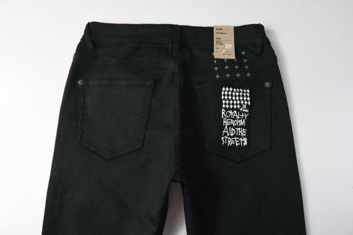 Ksubi 1:1 quality version Pocket Graffiti Letter Print Cross Rivet Side Small Embroidery Slim Straight Fit Jeans 29409519
