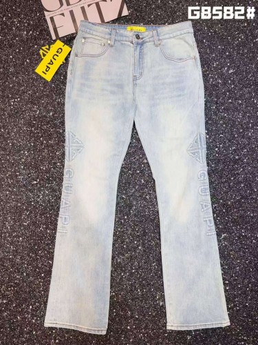 Guapi 1:1 quality version Light Washed Embossed Cross Badge Letter Subtle Print Flared Denim Jeans 29409506