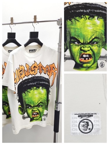 [50% Off]Hellstar Studio [Big & Tall for weights up to 260 lbs]1:1 quality version Green Face Big Ears Boy Tee with NFC tag 26320817