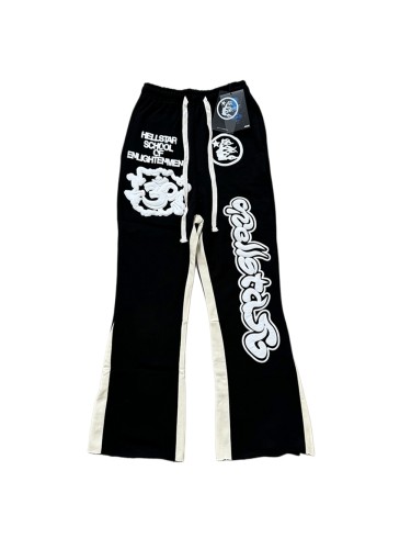 Hellstar Studio Foam Monogram Logo Printed Colorblocked Splice Micro Pants 26625800