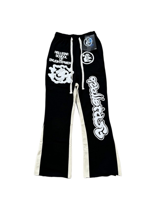 Hellstar Studio Foam Monogram Logo Printed Colorblocked Splice Micro Pants 26625800
