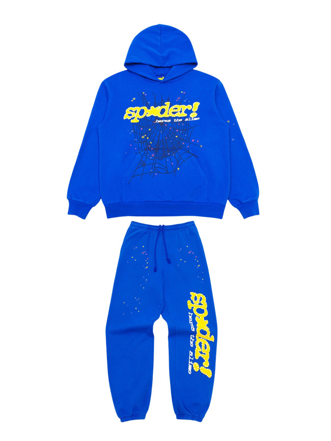 [50% Off]Sp5der 1:1 quality version Gold Letter Spider Hoodie & Pants Set 26648468 26648468