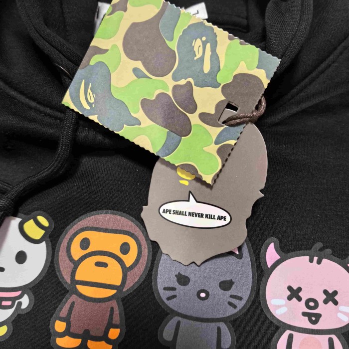 A Bathing Ape Bape Aespa Collab Cartoon Character Print Drawstring Pullover Fleece Lined Hoodie 29426334