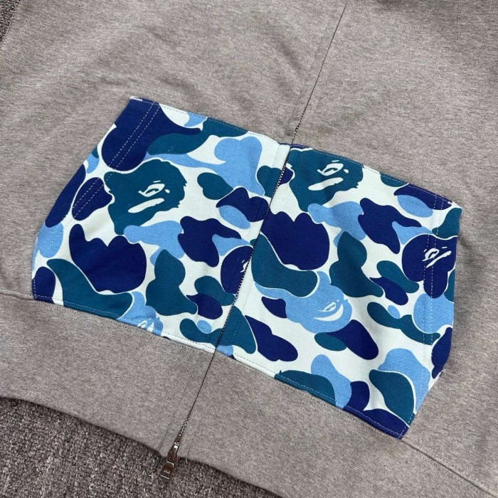 A Bathing Ape Bape 1:1 quality version Camouflage Shark Head Splicing Full Zip Couple Hoodie 2 colors 29426439
