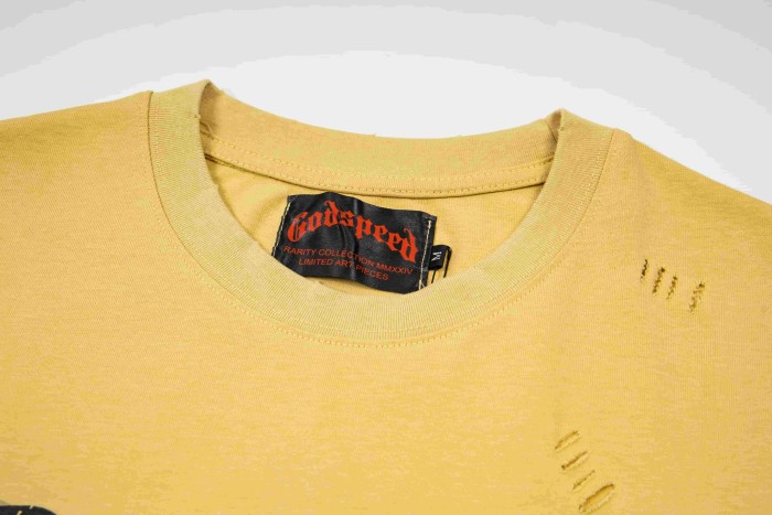 Godspeed Multi Racing Badge Number 13 Distressed Print Cuff Spliced Stripe T-Shirt 3 colors 29443268