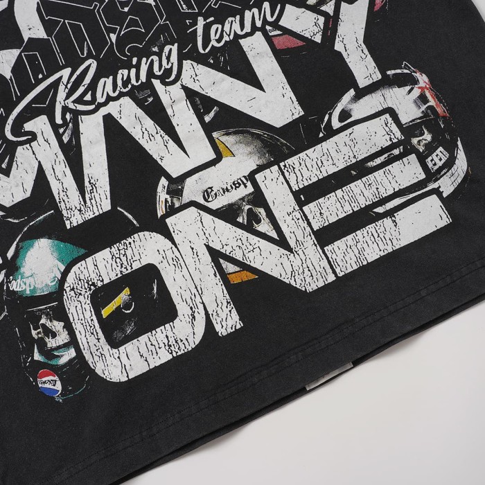 Godspeed Front Multiple Skull Helmet Print Back Helmet Large Vintage Slogan Washed T-Shirt 2 colors 29443186