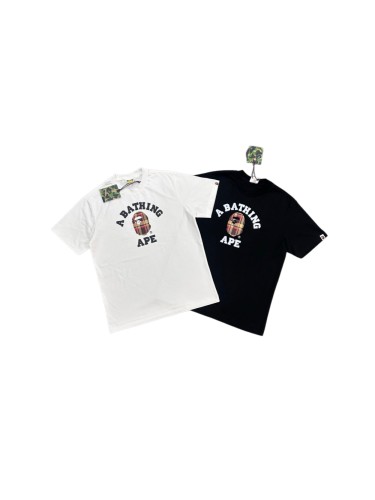 A Bathing Ape Bape 1:1 quality version Red Yellow Plaid Ape Head Arc Letter Print Basic Tee 2 colors 29443171