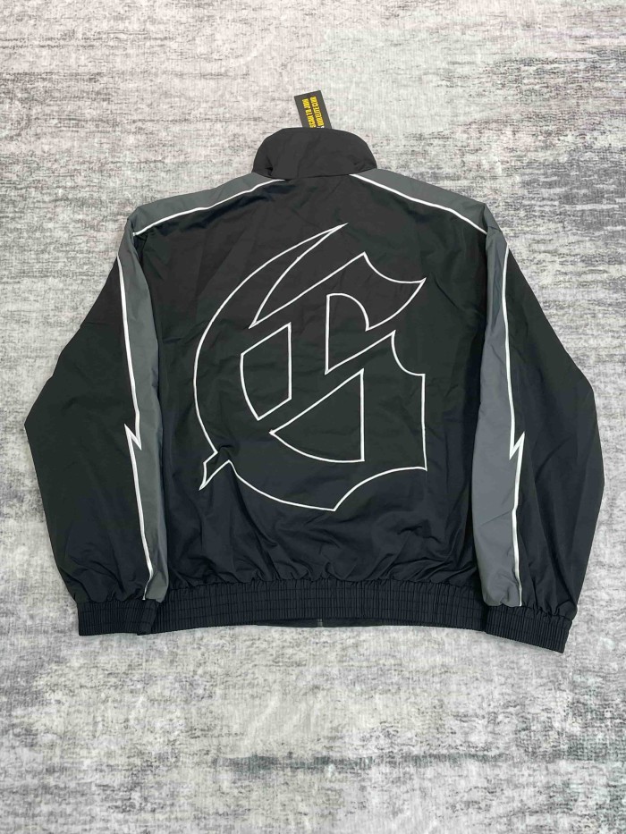 Godspeed Double Side Color Block Strip Lightning Embroidery Zipper Coated Jacket & Pants Set 7 colors 29443305