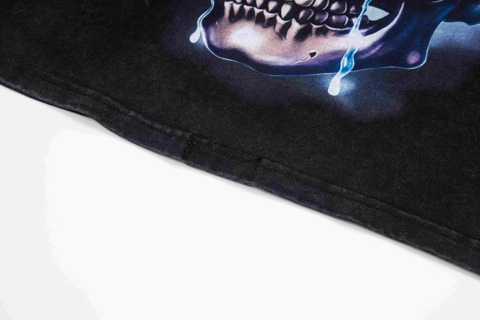 Godspeed Statue Of Liberty Skull Torch Gothic Font Print Back City Building Storm T-Shirt 2 colors 29443239