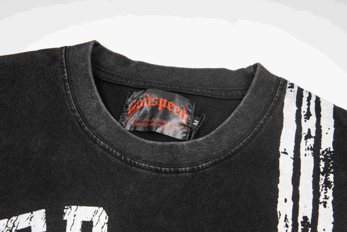 Godspeed Racing Number 13 Arc Letter Stripe Badge Print Spray Dyed Distressed T-Shirt 3 colors 29443252