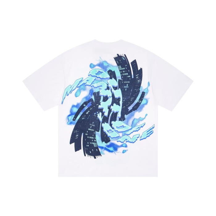 Godspeed Statue Of Liberty Skull Torch Gothic Font Print Back City Building Storm T-Shirt 2 colors 29443239