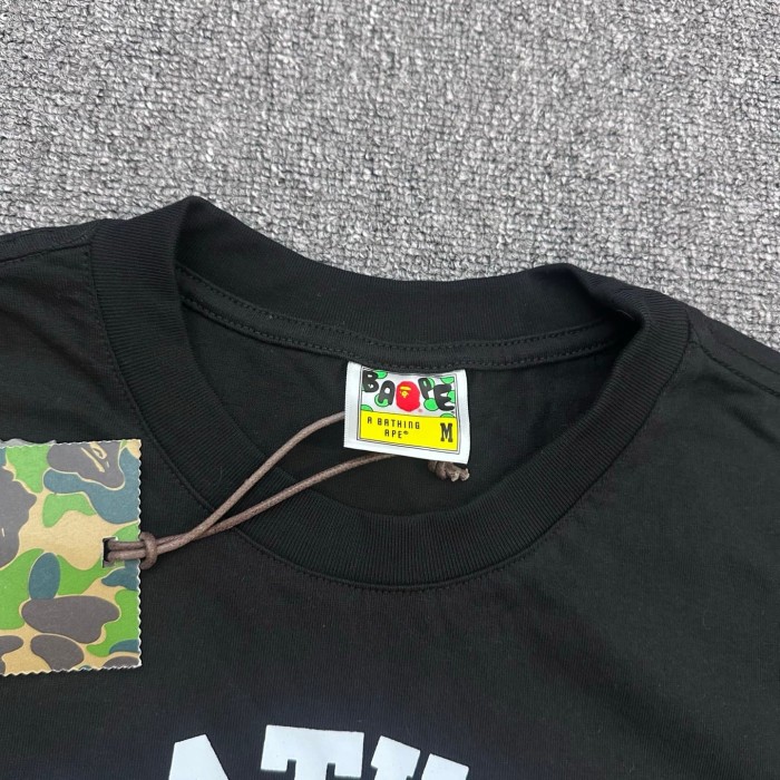 A Bathing Ape Bape 1:1 quality version Red Yellow Plaid Ape Head Arc Letter Print Basic Tee 2 colors 29443171