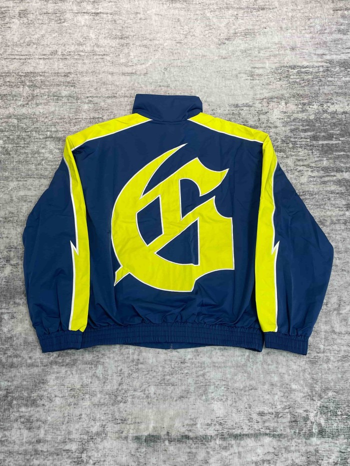 Godspeed Double Side Color Block Strip Lightning Embroidery Zipper Coated Jacket & Pants Set 7 colors 29443305