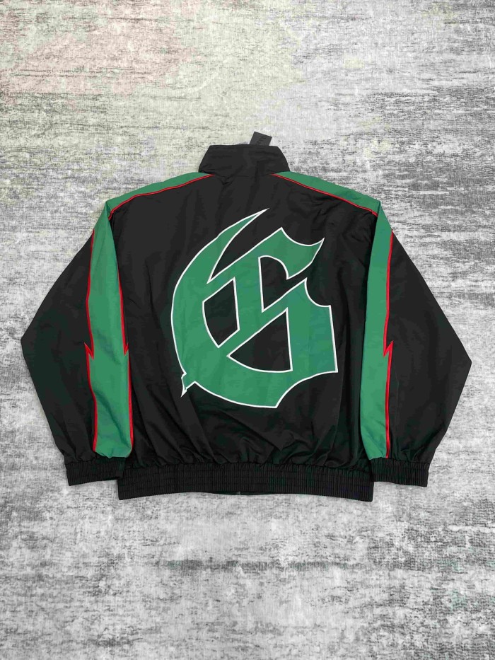 Godspeed Double Side Color Block Strip Lightning Embroidery Zipper Coated Jacket & Pants Set 7 colors 29443305