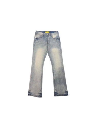 Guapi 1:1 quality version Vertical Stripe Scattered Rhinestone Washed Vintage Flare Jeans 29443372