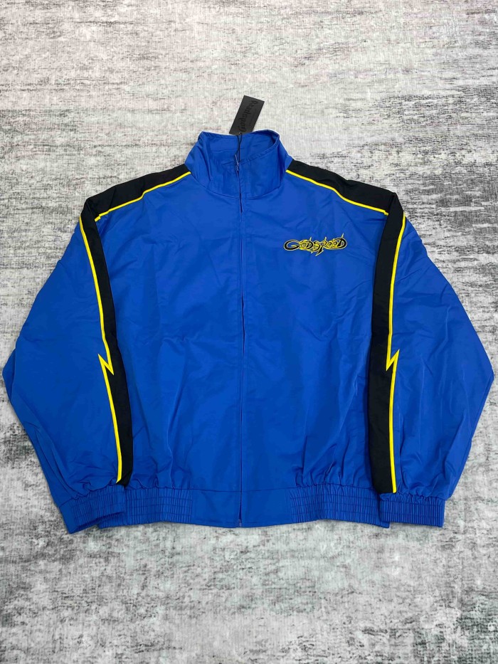 Godspeed Double Side Color Block Strip Lightning Embroidery Zipper Coated Jacket & Pants Set 7 colors 29443305