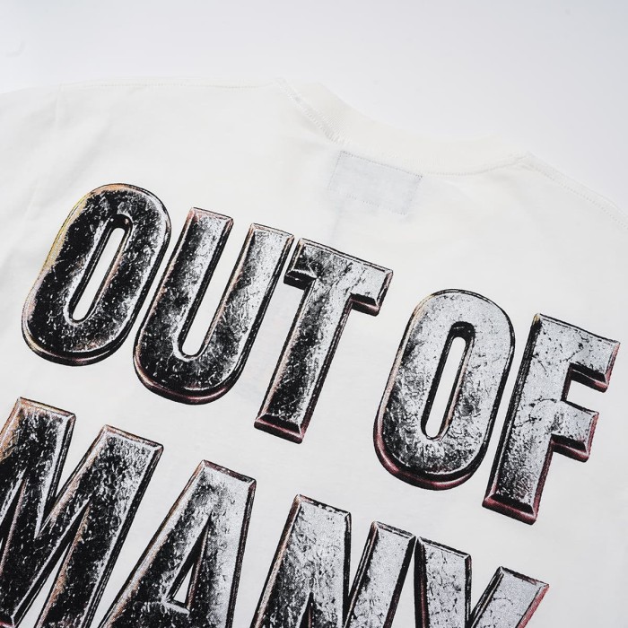 Godspeed Three Skull Cross Metal Texture Print Retro Metallic 3D Slogan Washed T-Shirt 2 colors 29443161