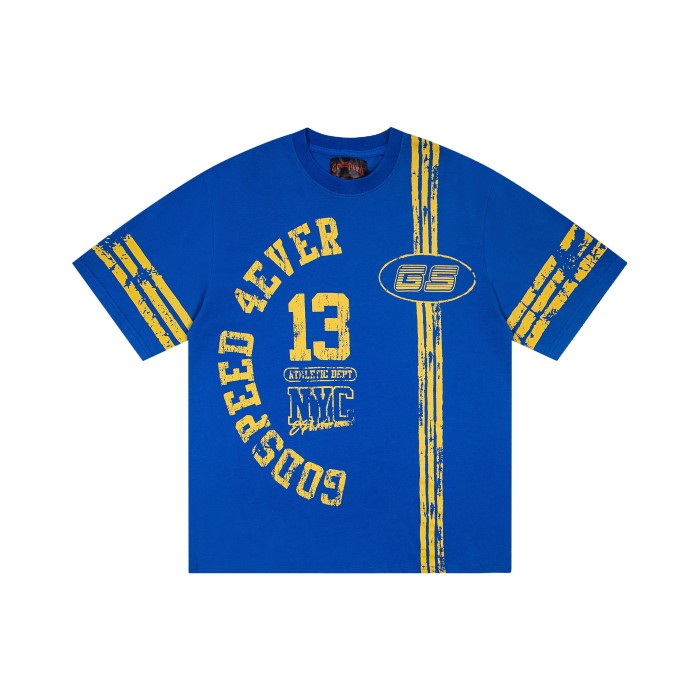 Godspeed Racing Number 13 Arc Letter Stripe Badge Print Spray Dyed Distressed T-Shirt 3 colors 29443252