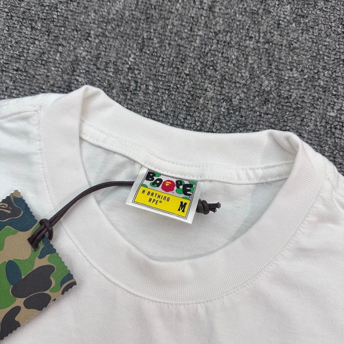 A Bathing Ape Bape 1:1 quality version Red Yellow Plaid Ape Head Arc Letter Print Basic Tee 2 colors 29443171