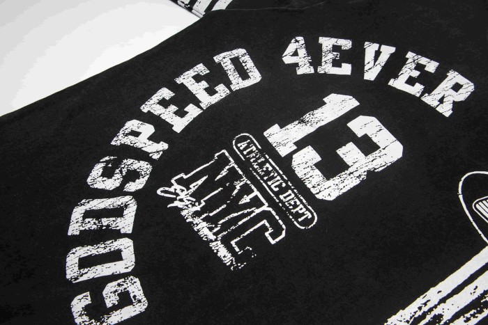 Godspeed Racing Number 13 Arc Letter Stripe Badge Print Spray Dyed Distressed T-Shirt 3 colors 29443252