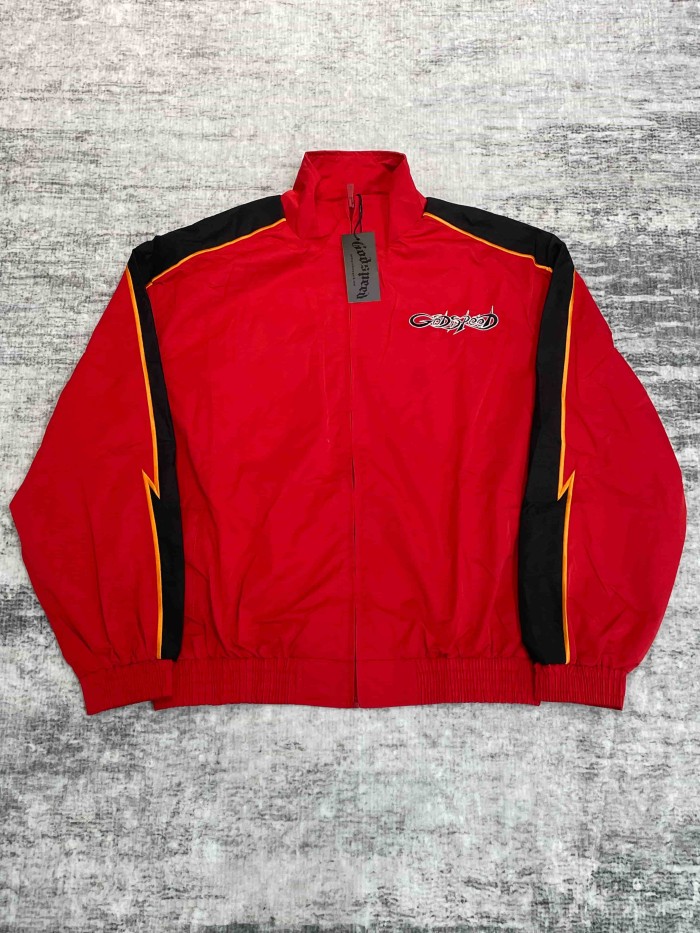 Godspeed Double Side Color Block Strip Lightning Embroidery Zipper Coated Jacket & Pants Set 7 colors 29443305