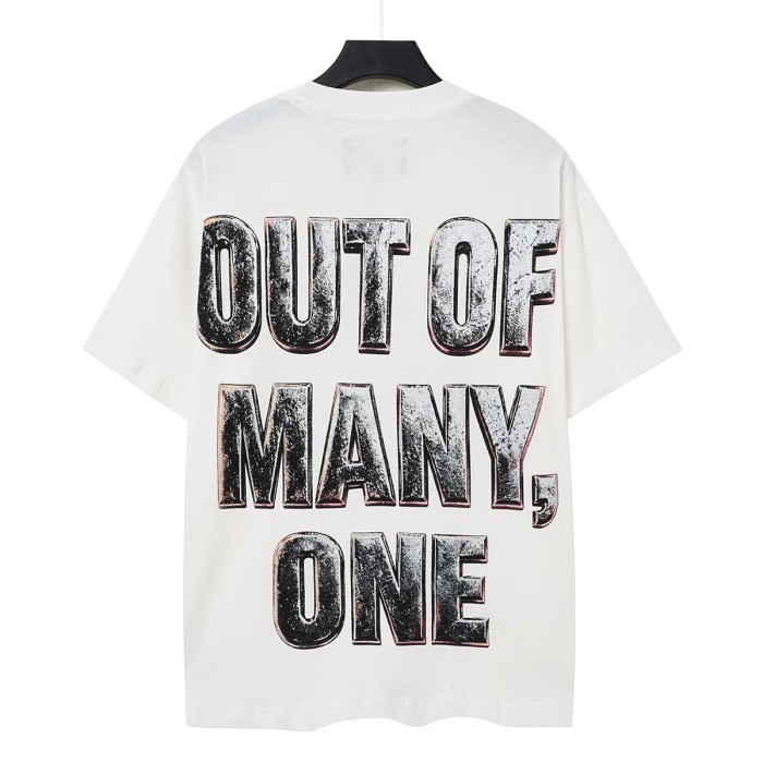 Godspeed Three Skull Cross Metal Texture Print Retro Metallic 3D Slogan Washed T-Shirt 2 colors 29443161
