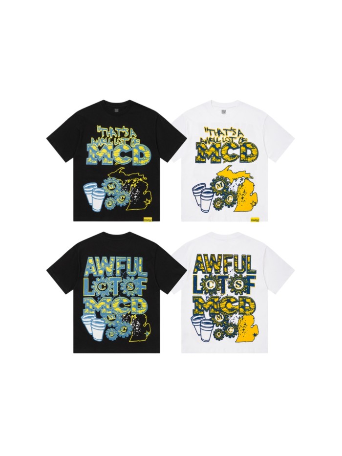 Cough Syrup Front State Map Gear Cup Graffiti Graphic Back Stacked Gear Slogan Print Tee 2 colors 29455725