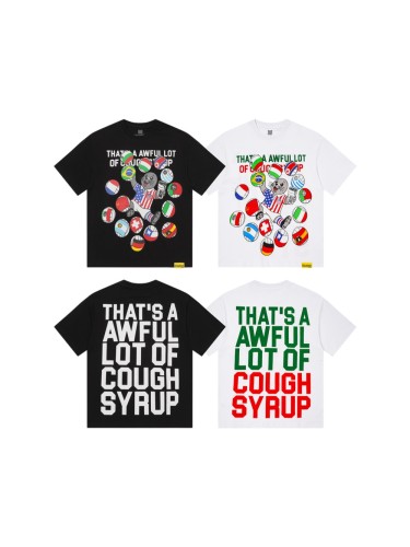 Cough Syrup Front Cartoon Beaver World Flag Soccer Graphic Back Bold Slogan Print Tee 2 colors 29455699