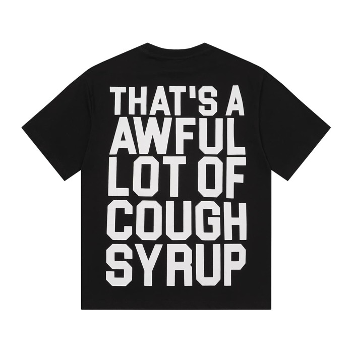 Cough Syrup Front Cartoon Beaver World Flag Soccer Graphic Back Bold Slogan Print Tee 2 colors 29455699