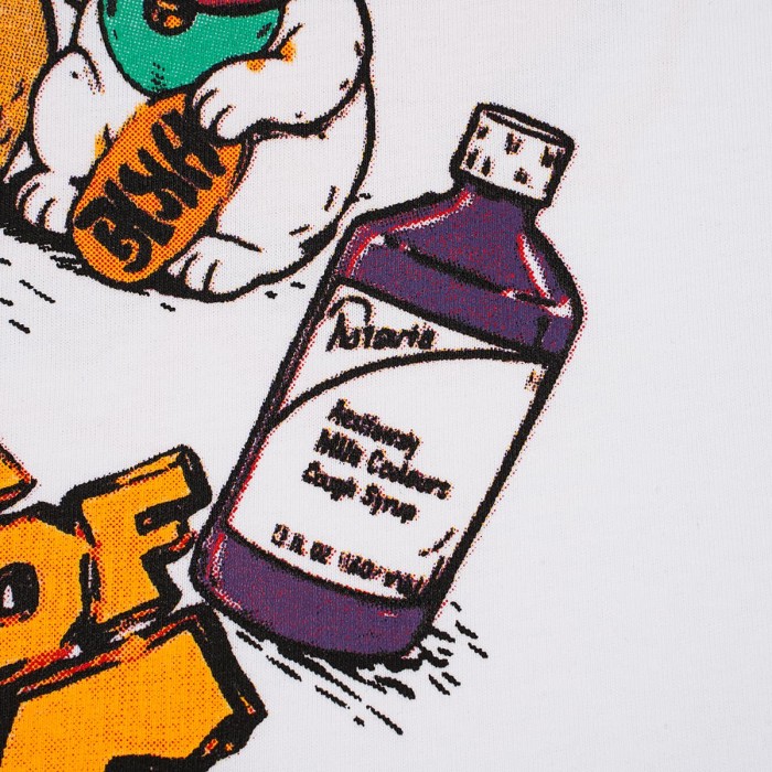 Cough Syrup Front Buddha Car Cartoon Graffiti Back Bold Letter Print Tee 2 colors 29455655