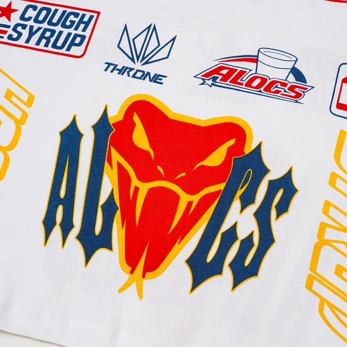 Cough Syrup Front Racing Badge Snake Head Slogan Graphic Back Number Badge Print Tee 2 colors 29455717