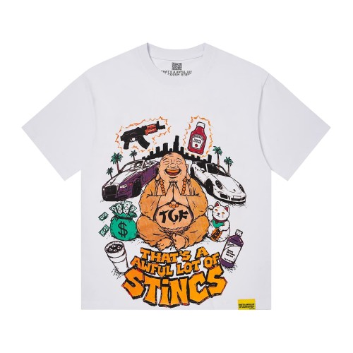 Cough Syrup Front Buddha Car Cartoon Graffiti Back Bold Letter Print Tee 2 colors 29455655