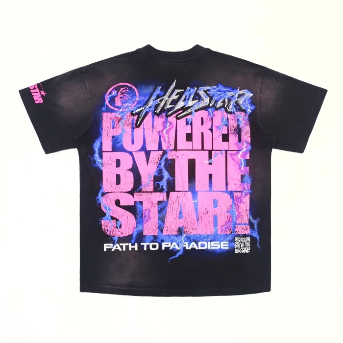 [50% Off]Hellstar Studio [Big & Tall for weights up to 260 lbs]1:1 quality version Brain Helmet STAR Energy Wash Version Tee 26840709
