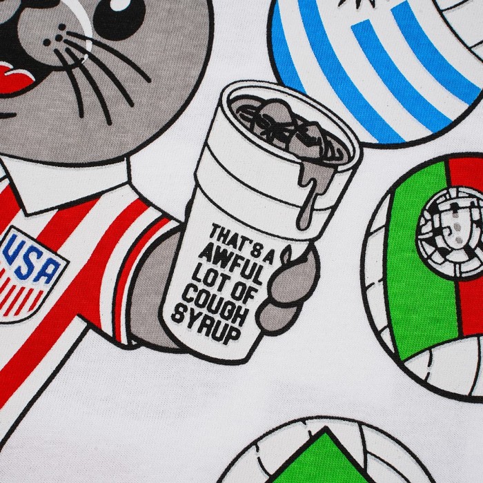 Cough Syrup Front Cartoon Beaver World Flag Soccer Graphic Back Bold Slogan Print Tee 2 colors 29455699