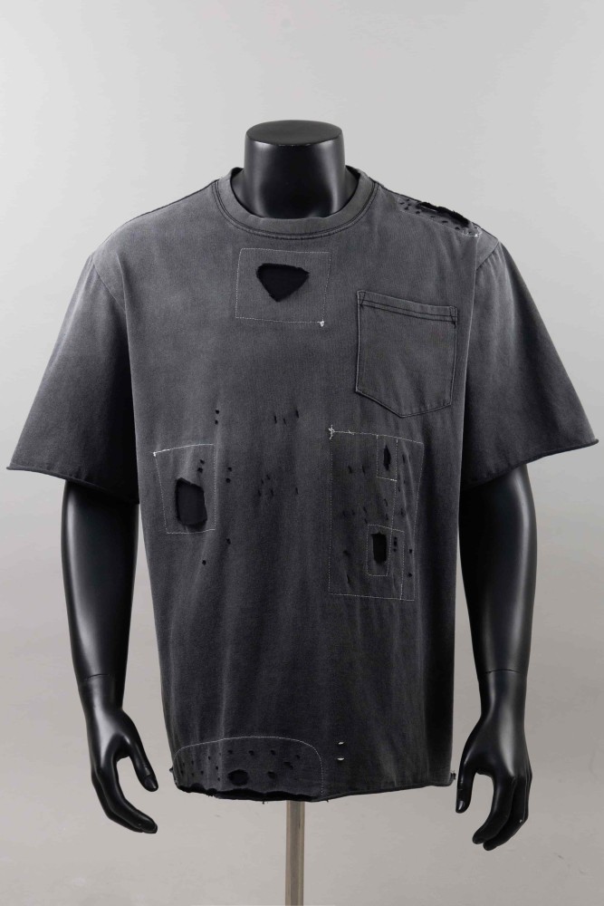 GaIIery Dept. Front Patch Ripped Patchwork Pocket Back Subtle Text Print Washed Tee 29455586