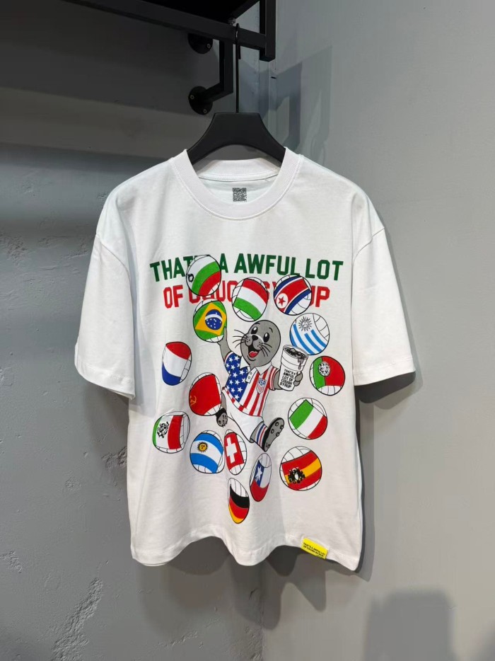 Cough Syrup Front Cartoon Beaver World Flag Soccer Graphic Back Bold Slogan Print Tee 2 colors 29455699